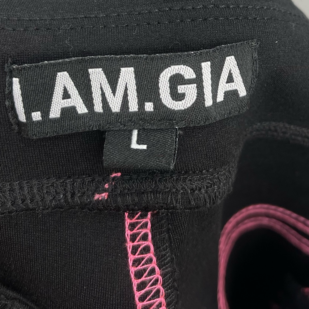 I.AM.GIA Astrid Pants High Waisted Flare Pants Black & Pink Size Large Like New - Picture 8 of 10